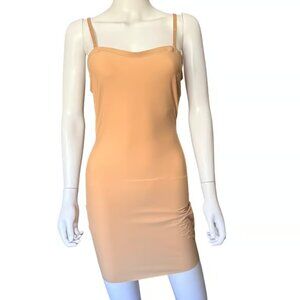 Assets by Spanx Slip Dress Womens L Nude Nylon Adjustable Straps Stretch Bodycon